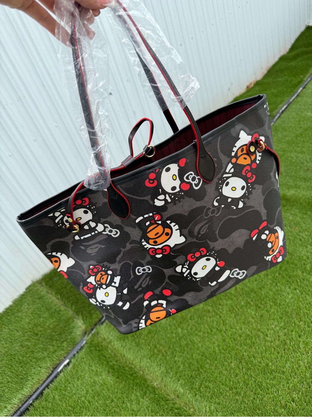 Hello Kitty Black Tote Bag with Red and White Accents